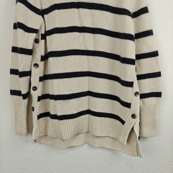 Tuckernuck Tan Stripe Bar Harbor Cotton Knit Crew Neck Pullover Sweater S *Stain - Picture 2 of 11